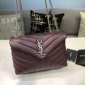Top Quality Loulou Small Chain Bag In MatelassÃ© "Y" Burgundy For Women 9.8in/23cm YSLÂ 