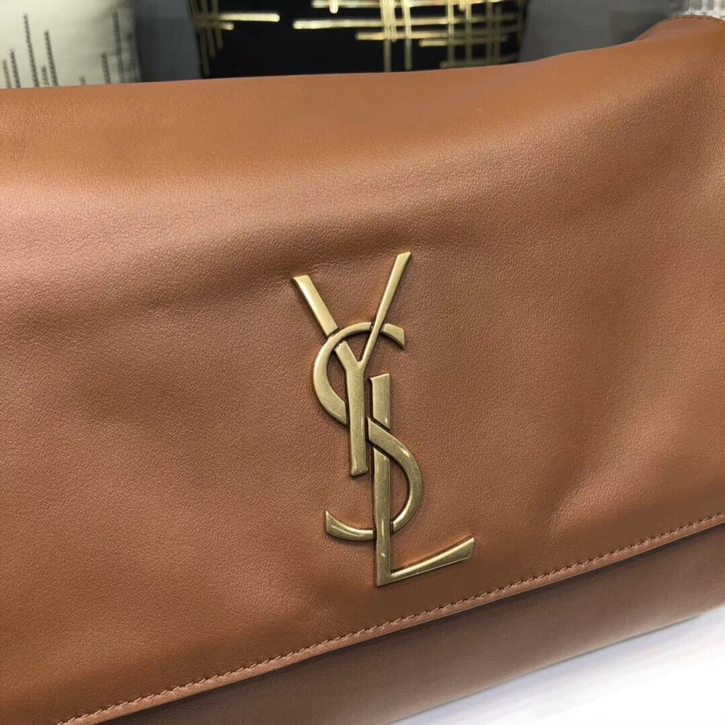 YSSL Kate Medium Chain Bag In Grain De Poudre Brown For Women 9in/24cm YSL 364021BOW0J2346