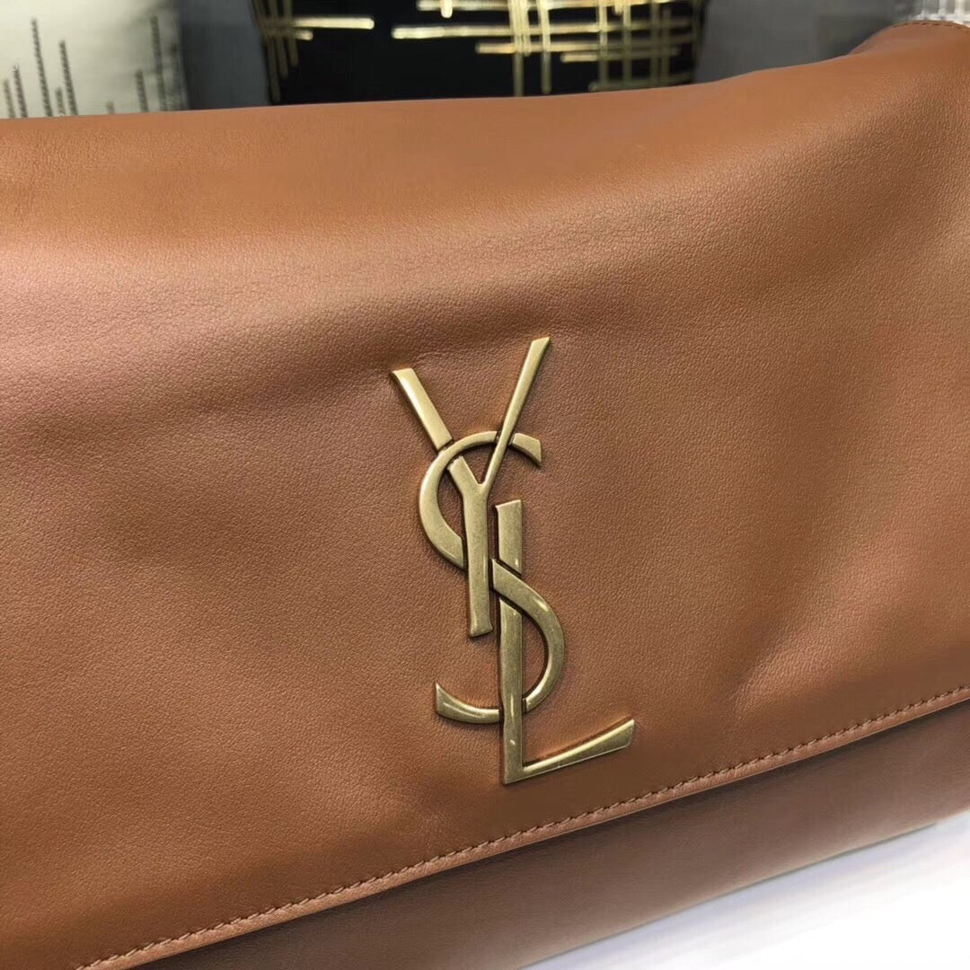 YSSL Kate Medium Chain Bag In Grain De Poudre Brown For Women 9in/24cm YSL 364021BOW0J2346