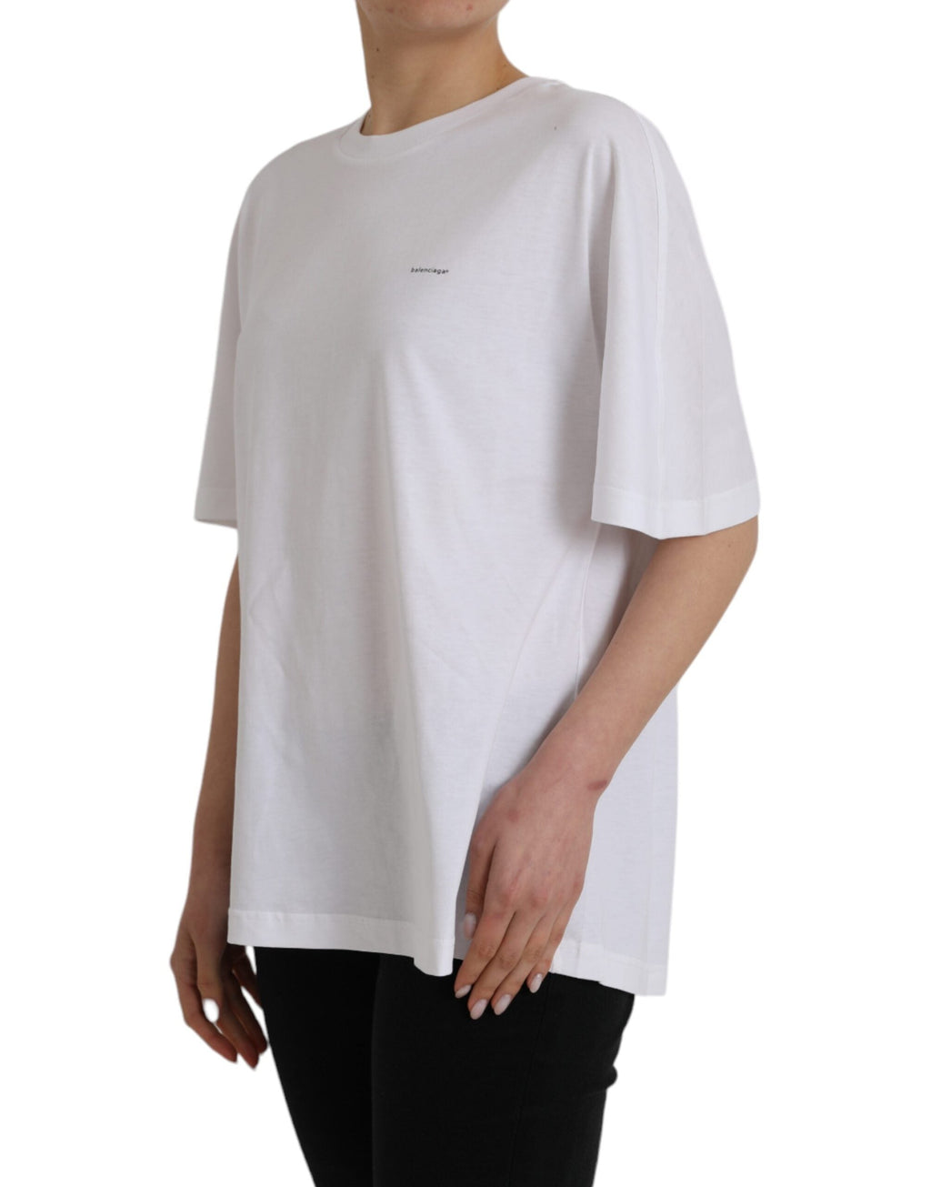 Balenciaga White Cotton Crew Neck Short Sleeves Women's T-shirt