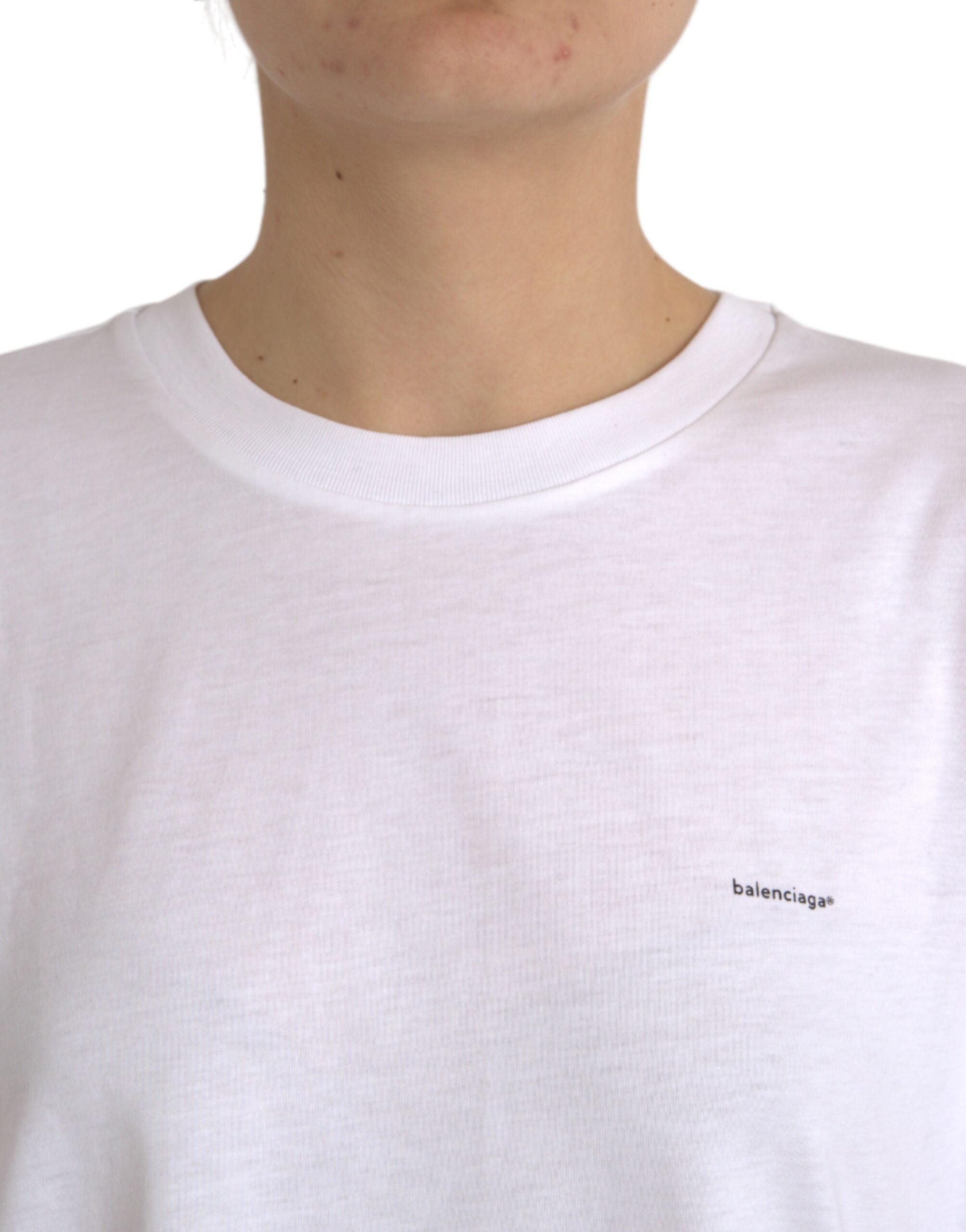 Balenciaga White Cotton Crew Neck Short Sleeves Women's T-shirt