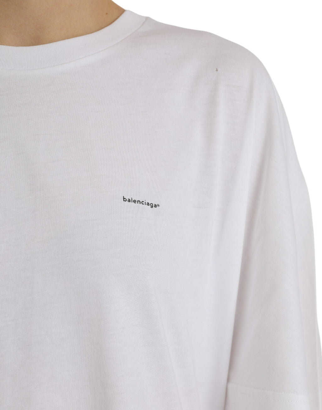 Balenciaga White Cotton Crew Neck Short Sleeves Women's T-shirt