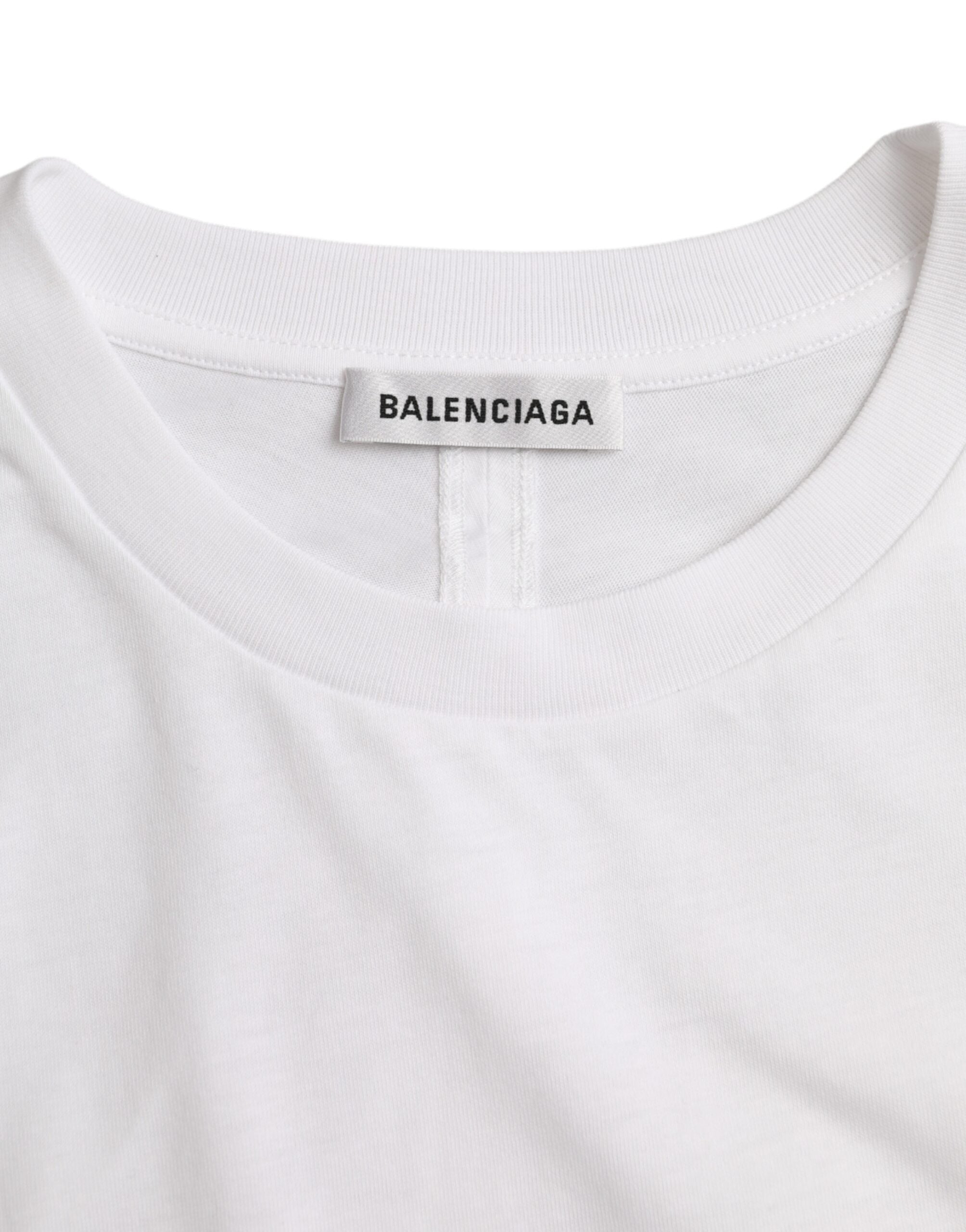 Balenciaga White Cotton Crew Neck Short Sleeves Women's T-shirt
