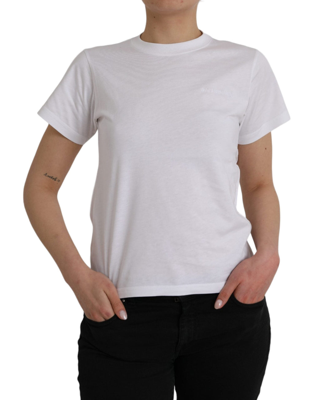 Balenciaga White Cotton Crew Neck Short Sleeves Tee Women's T-shirt