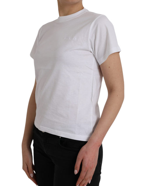 Balenciaga White Cotton Crew Neck Short Sleeves Tee Women's T-shirt