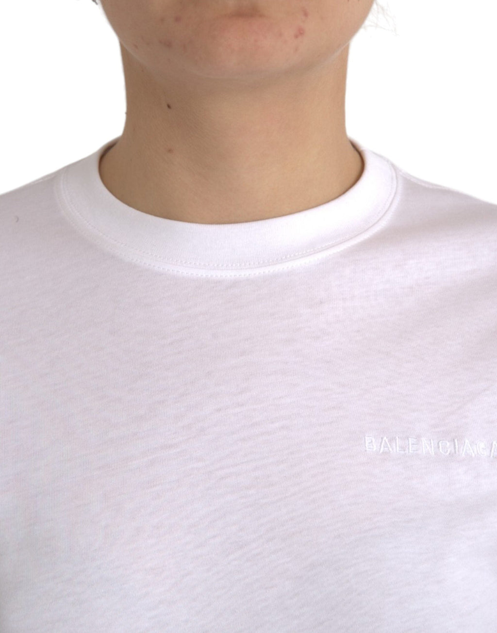 Balenciaga White Cotton Crew Neck Short Sleeves Tee Women's T-shirt