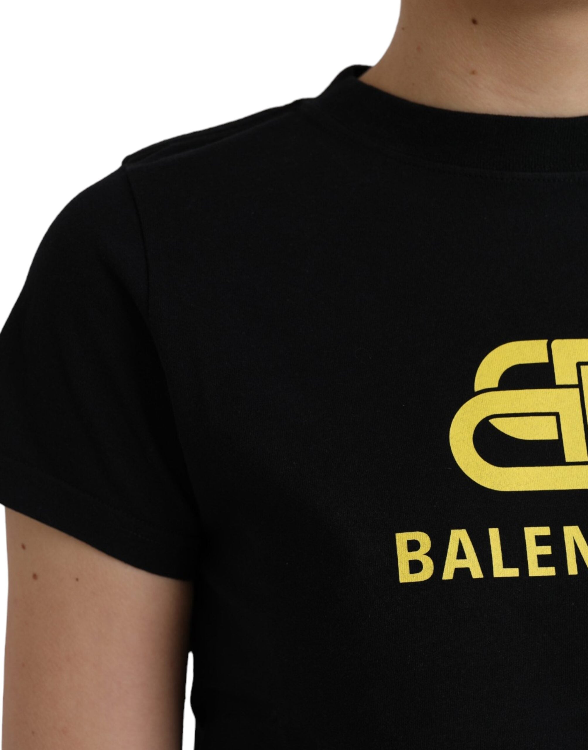 Balenciaga Black Cotton Logo Crew Neck Short Sleeves Women's T-shirt