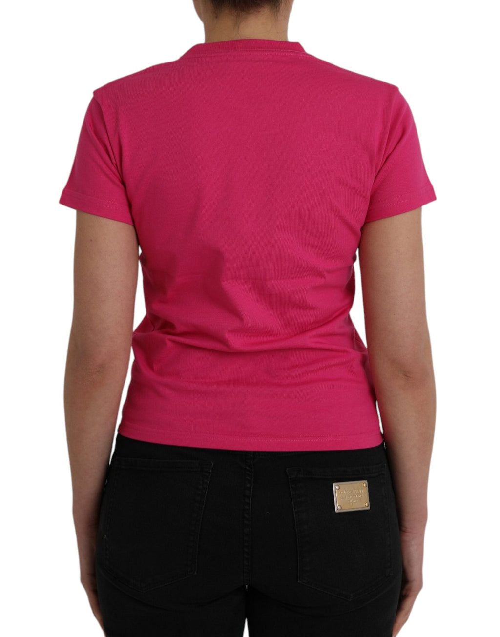 Balenciaga Pink Cotton Crew Neck Short Sleeves Tee Top Women's T-shirt