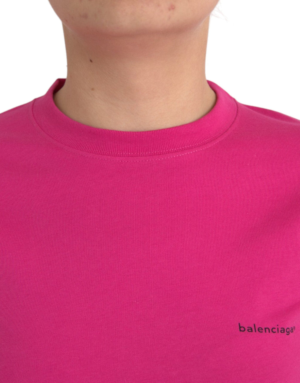 Balenciaga Pink Cotton Crew Neck Short Sleeves Tee Top Women's T-shirt