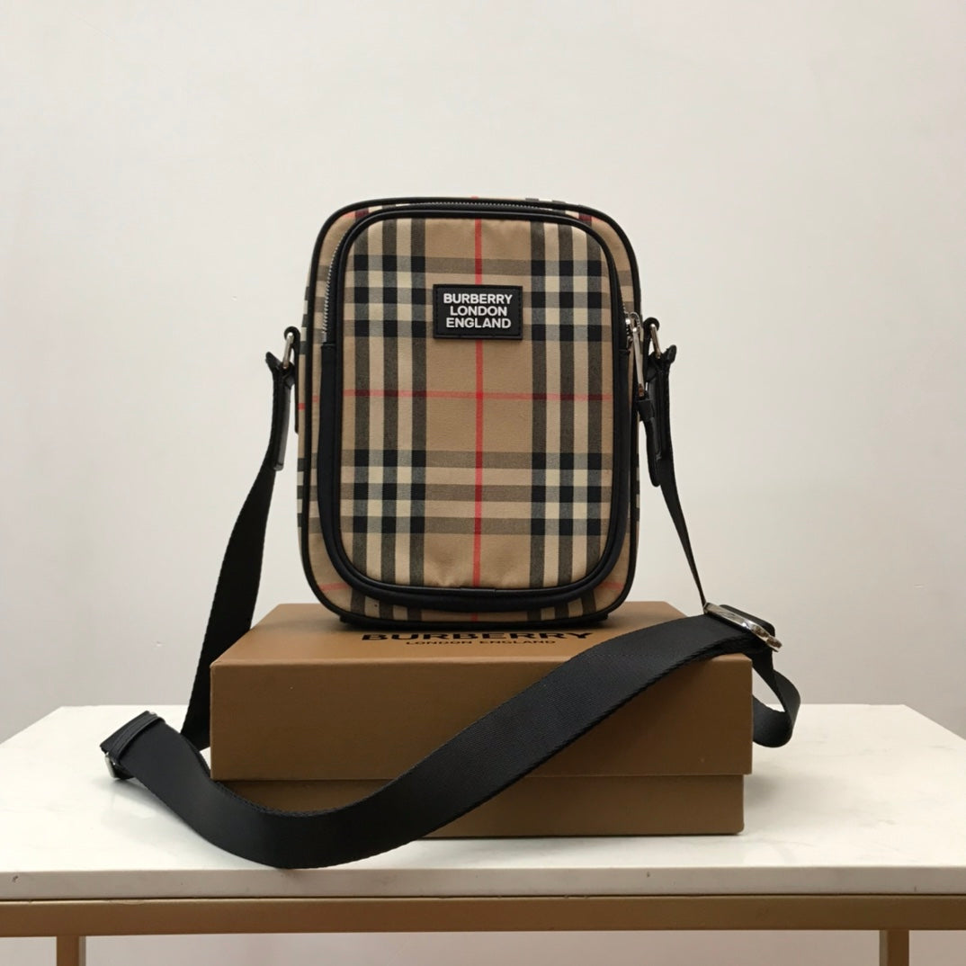 Vintage Check And Crossbody Bag For Men, Bags 8.7in/22cm