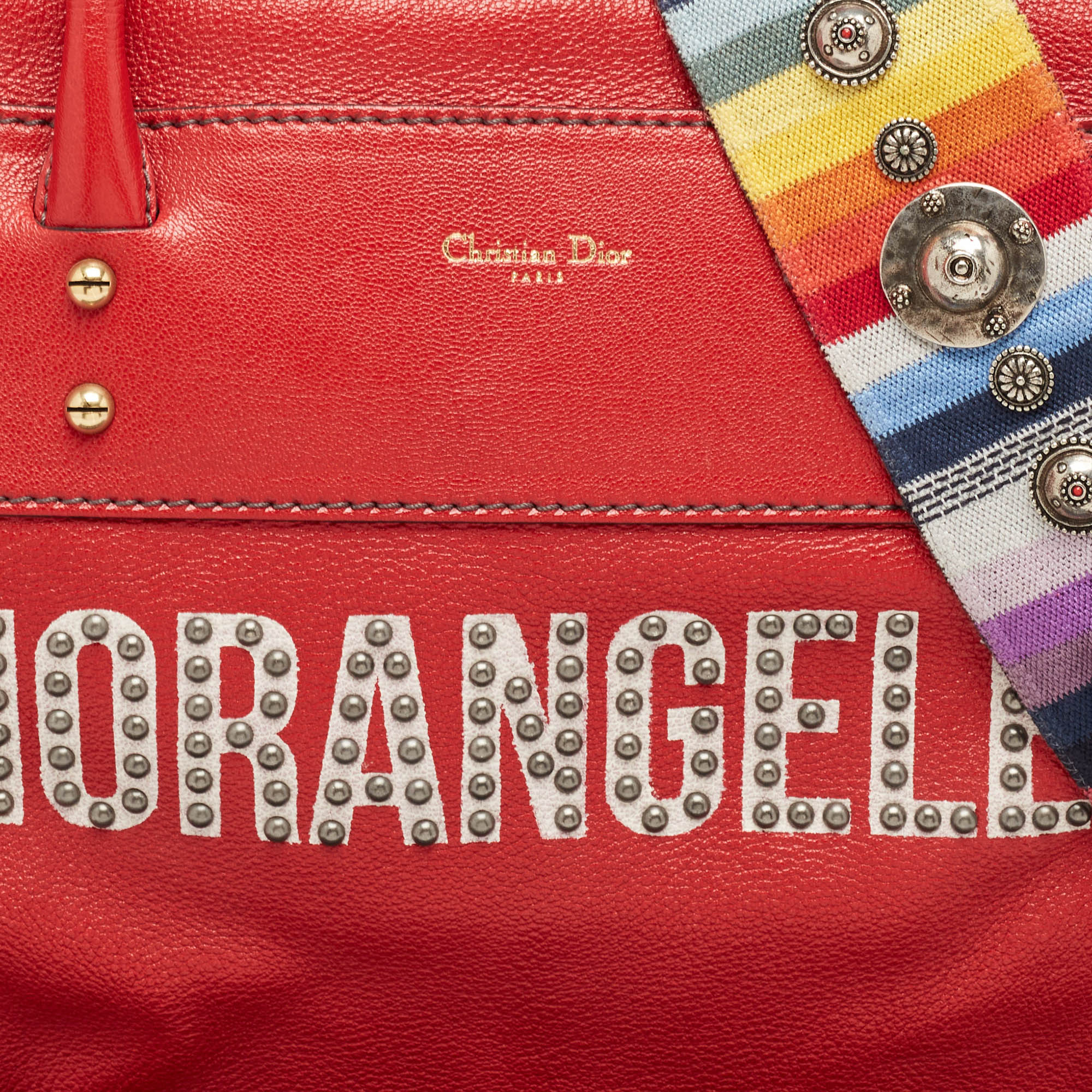 Dior Red Leather Diorangeles Tote