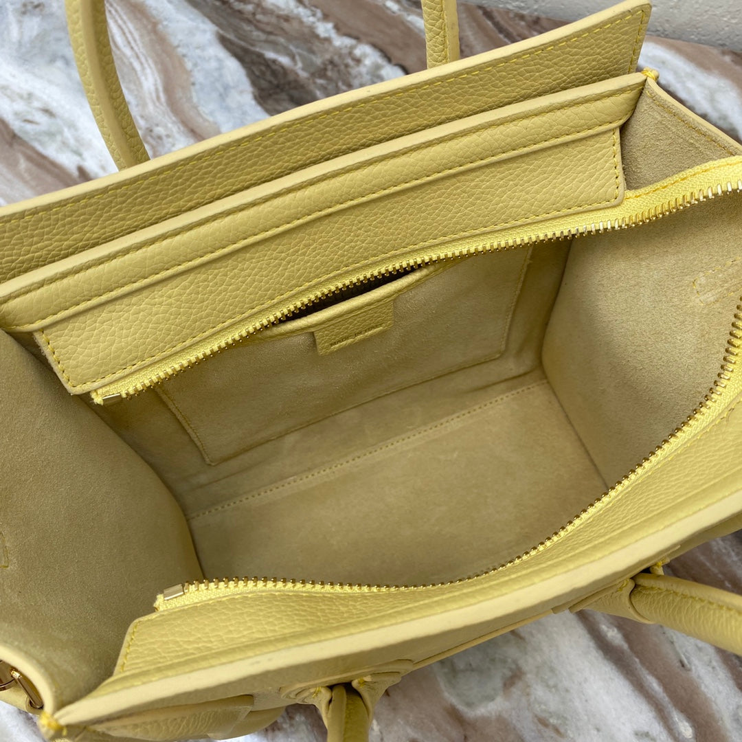 Top Quality Nano LuGucciage Bag In Drummed Yellow For WomLB 8in/20cm