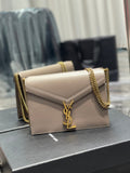 YSSL Cassandra Medium Chain Bag In Grain De Poudre Embossed For Women 8in/22cm YSL