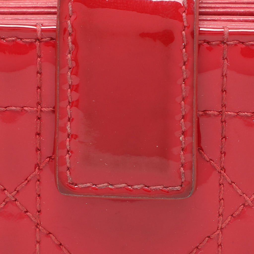 Dior Red Cannage  Leather Lady Dior Gusset Card Case