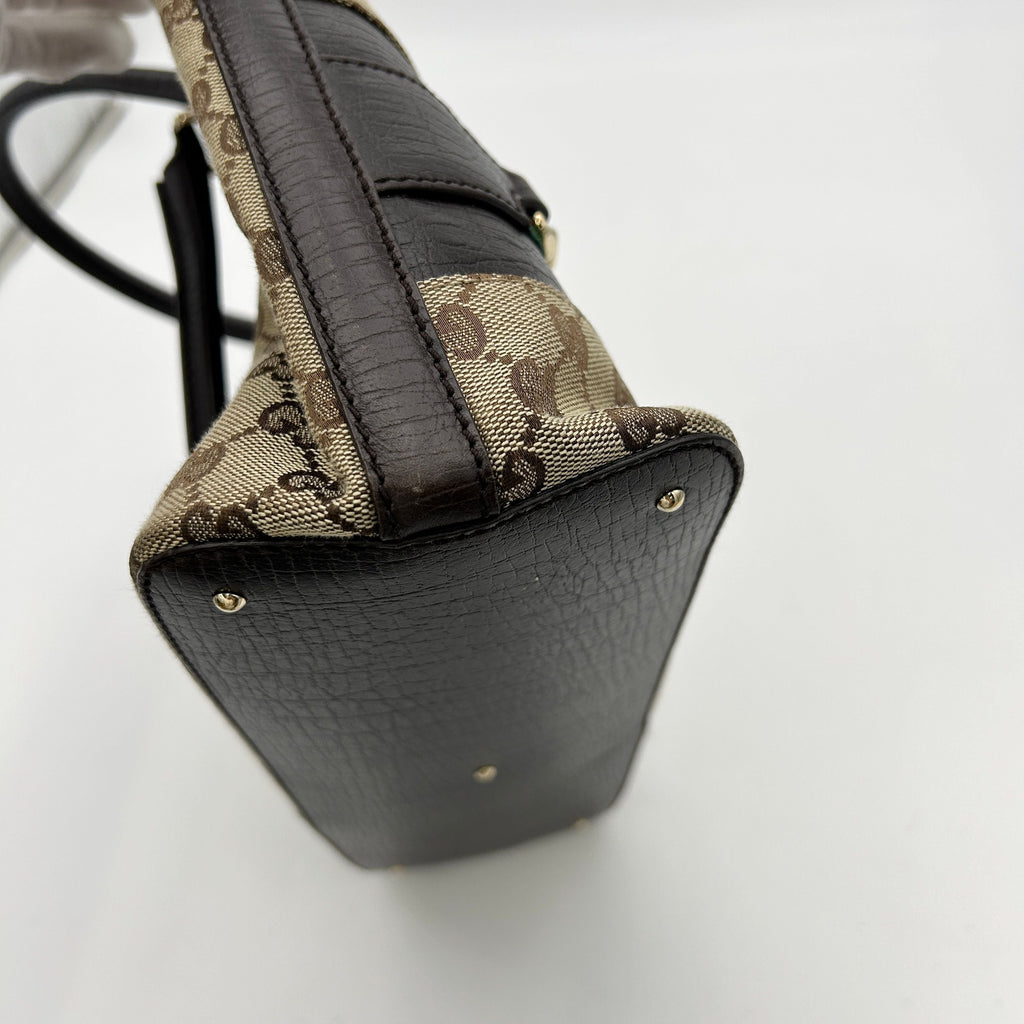 Gucci GG Canvas Horsebit Web Tote - Brown Shoulder Bags, Handbags WD271720