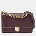 Burgundy Leather Small Diorama Shoulder Bag