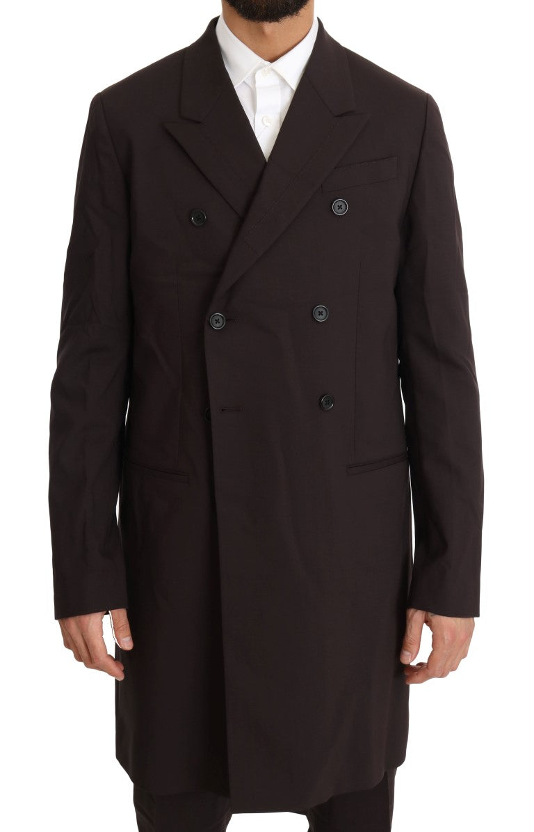 Dolce & Gabbana Bordeaux Wool Stretch Long 3 Piece Suit