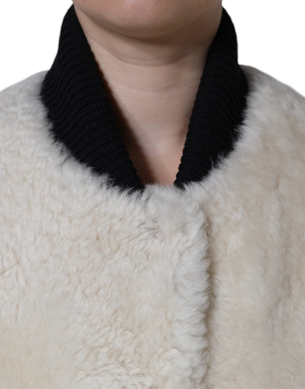 Burberry White WARRENFORD Shearling Leather Vest Coat Women's Jacket