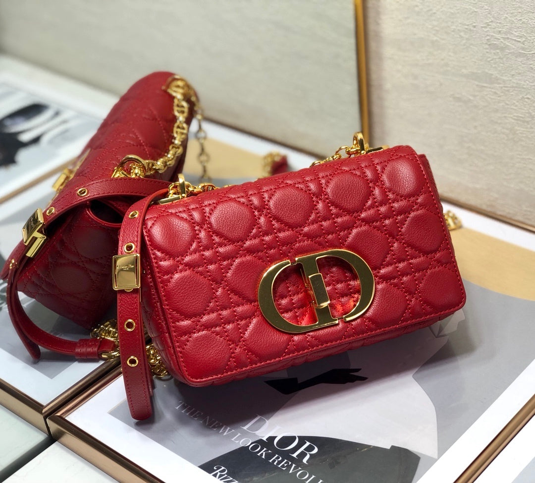 Dior Small Caro Bag Red For Women, Women’s Handbags, Shoulder Bags, Crossbody Bags 20cm/8in CD