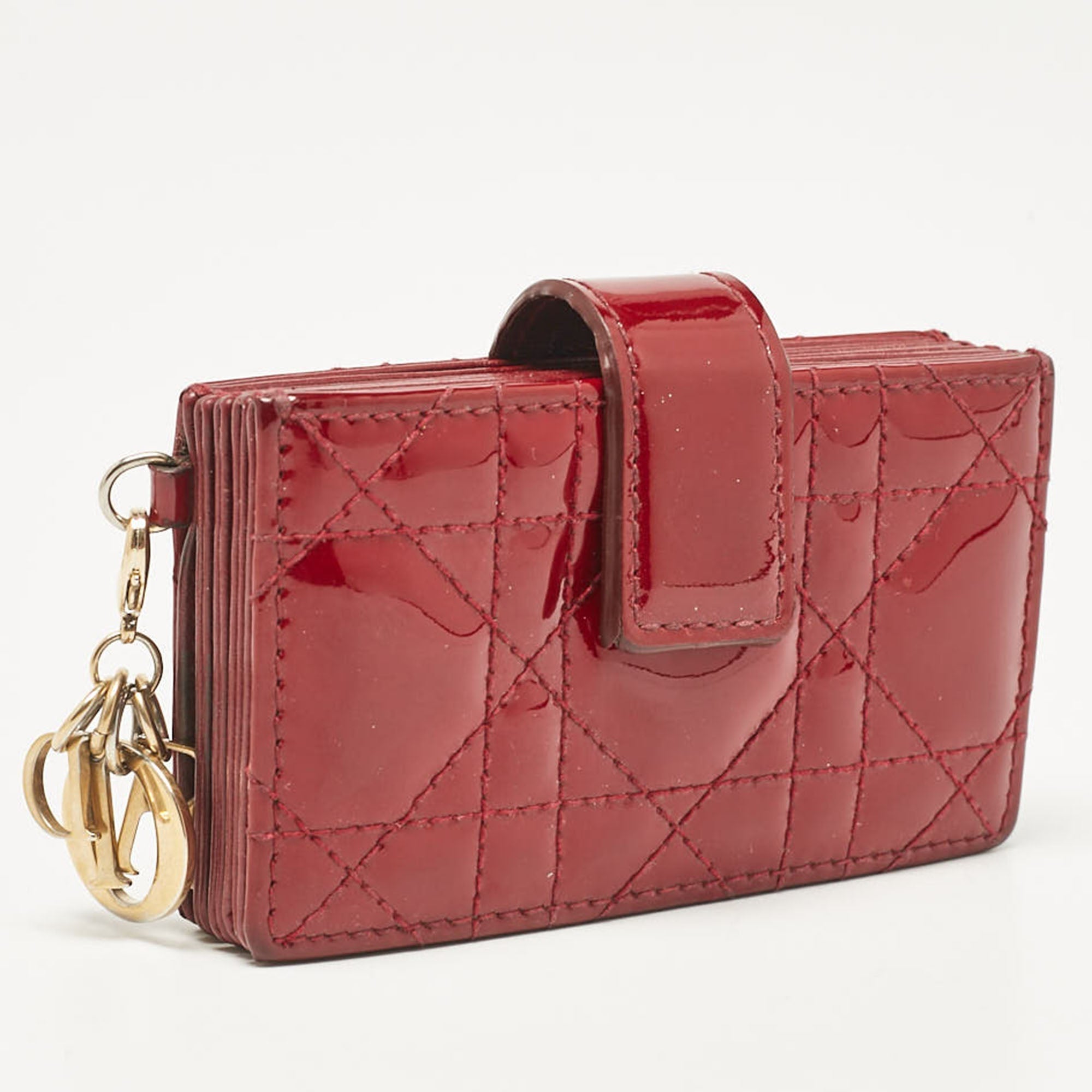 Dior Red Cannage  Leather Jasmine Card Holder