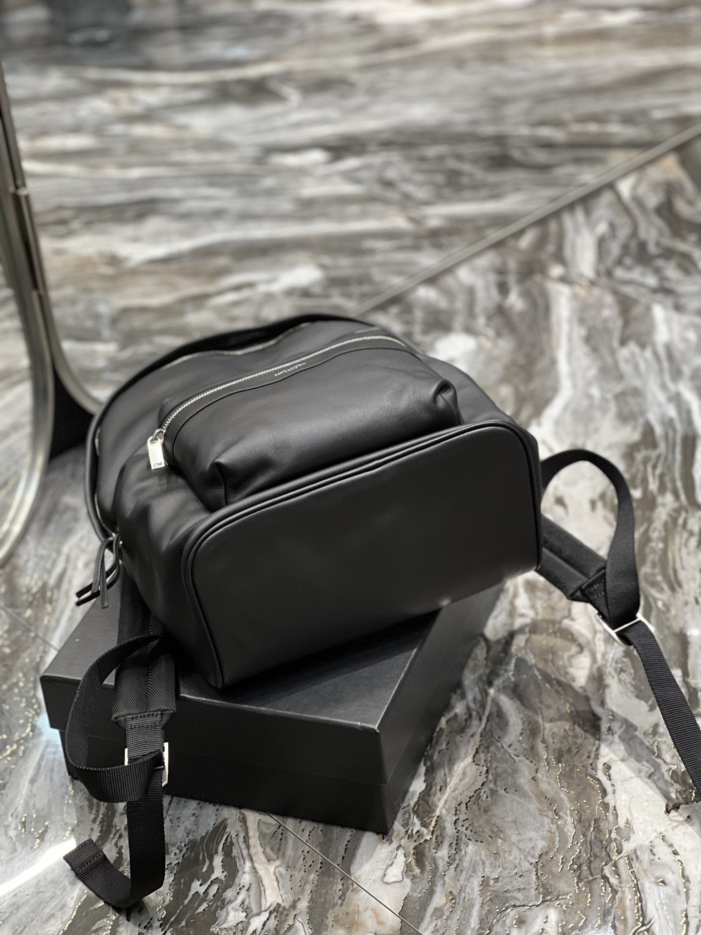 Top Quality City Backpack In Unisex For Women 13.8in/35cm Black YSL