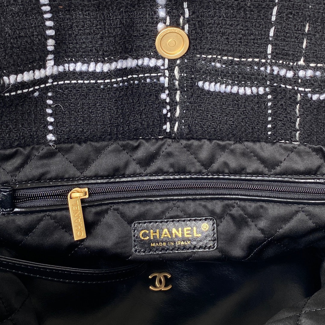 Chanel 22 Handbag Gold Hardware Black For Women Handbags, Shoulder Bags 18.3in/47cm AS3262 B08553 NJ058
