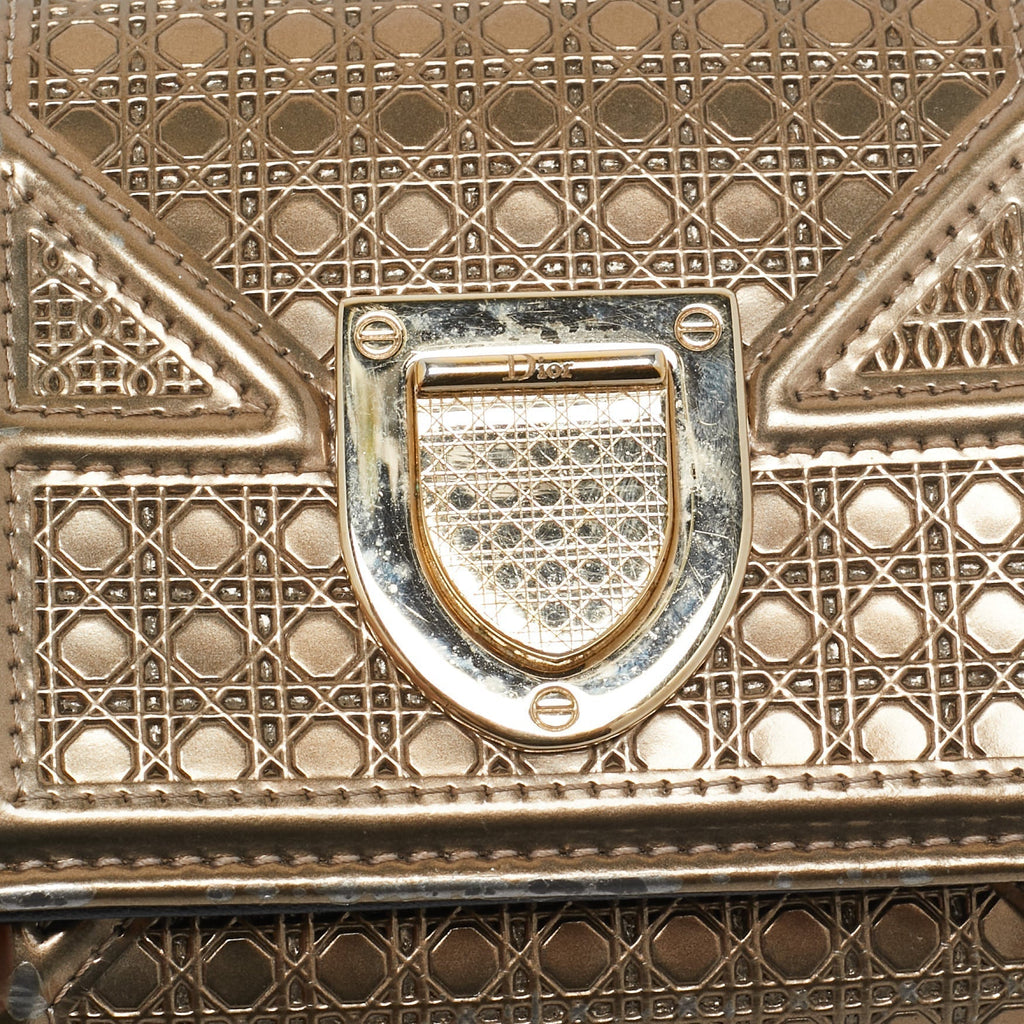 Dior Gold Mircoannage  Leather Diorama Trifold Wallet