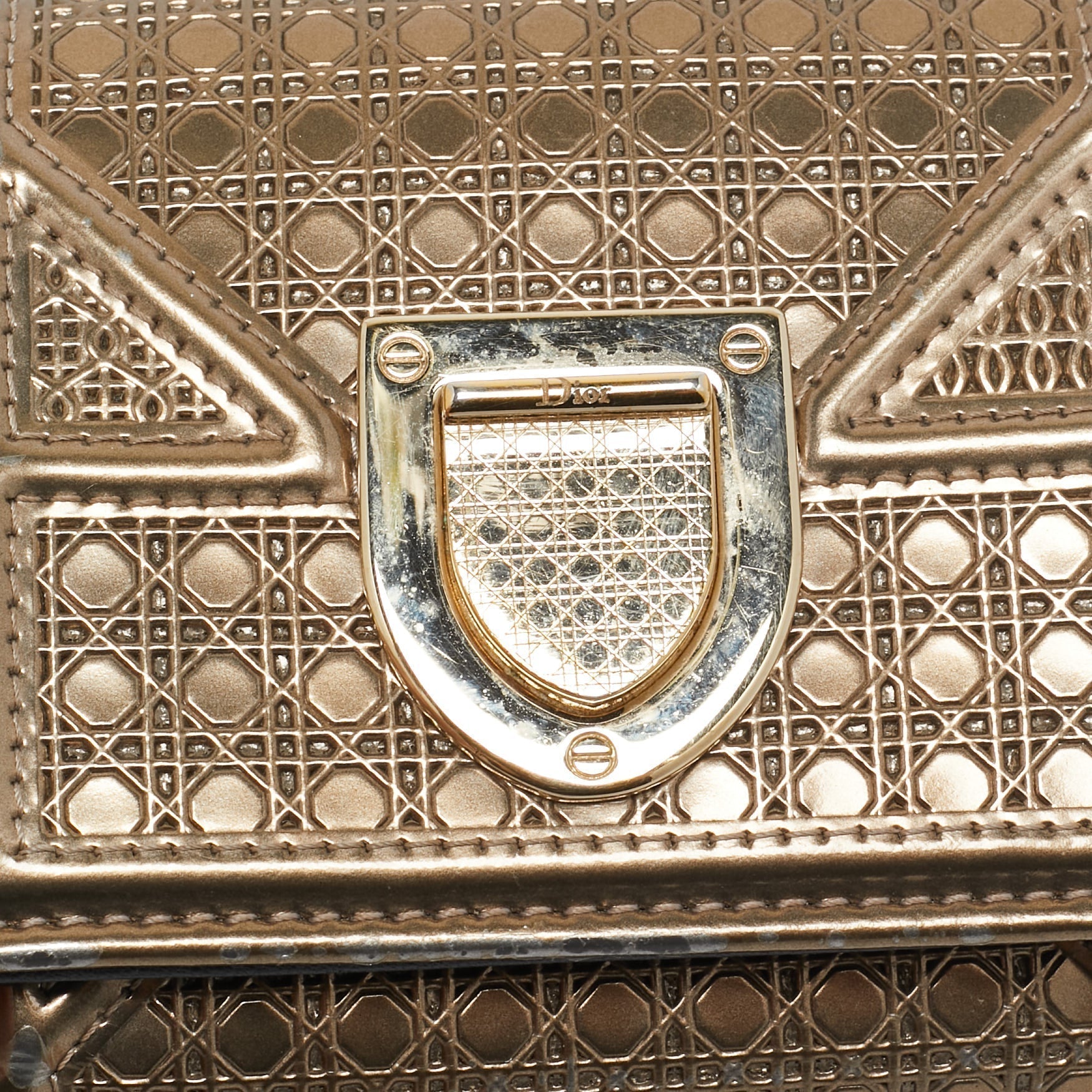 Dior Gold Mircoannage  Leather Diorama Trifold Wallet