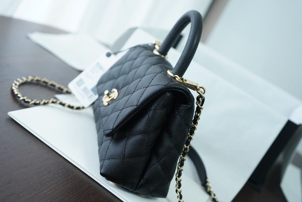 Chanel Classic Mini GlamIapbag Top Handle Black For Women 7.5in/19cm