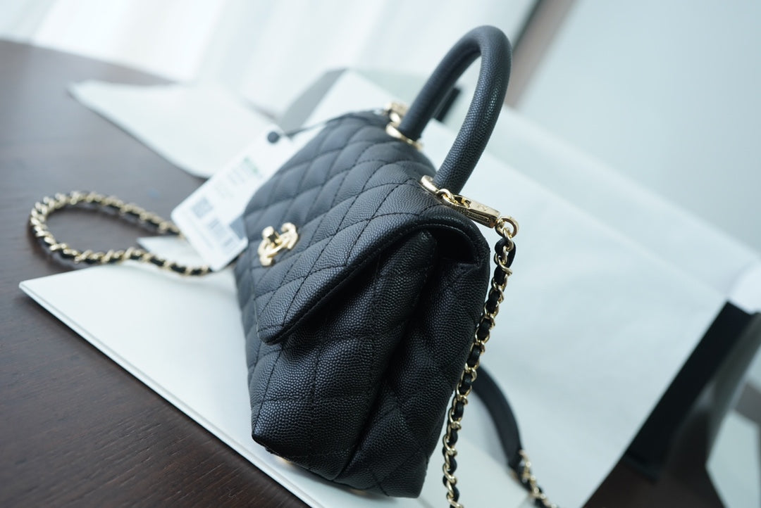 Chanel Classic Mini GlamIapbag Top Handle Black For Women 7.5in/19cm