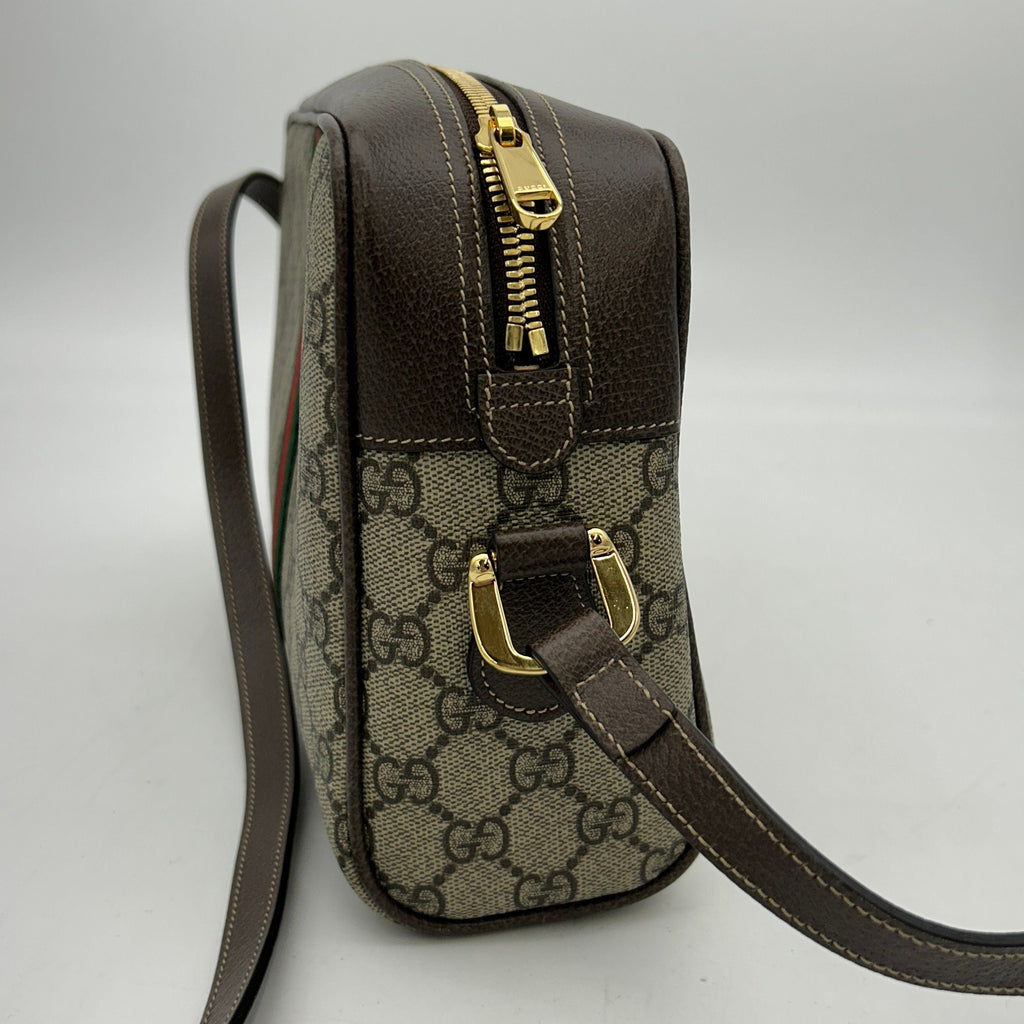 GUCCI GG Supreme Monogram Web Small Ophidia Shoulder Bag Brown 2101218346466