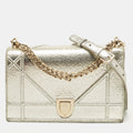 Silver Leather Medium Diorama Flap Shoulder Bag