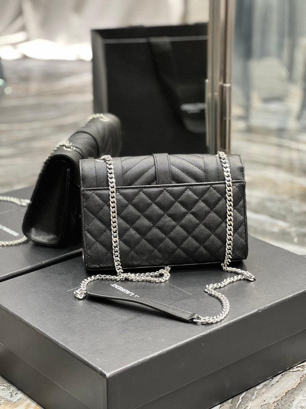 YSSL Small Bag Black In Mix Matelasse For Women 8in/21cm YSL 600195BOW921000