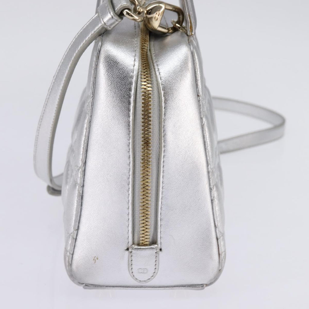 Christian Dior Lady Cannage Matelassé Silver Leather Bag (Pre-Owned)