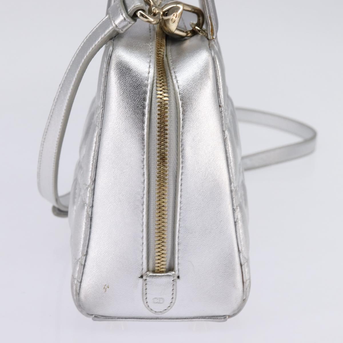Christian Dior Lady Cannage Matelassé Silver Leather Bag (Pre-Owned)