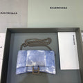 Downtown Small Shoulder Bag With Chain Blue Washed, For Women,  Bags 11.8in/30cm