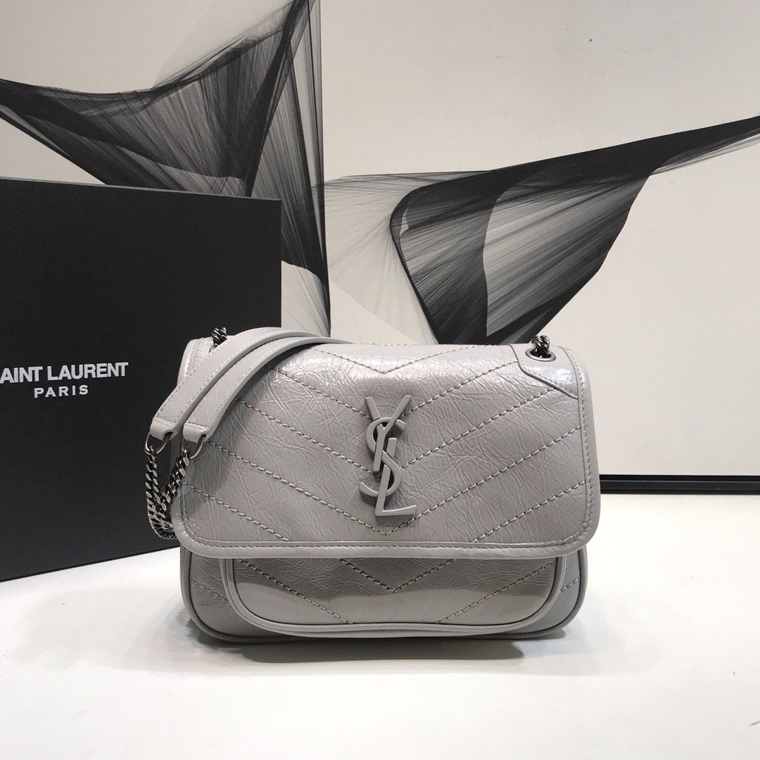 YSSL Niki Baby Chain Bag  Grey For Women 8in/21cm YSL