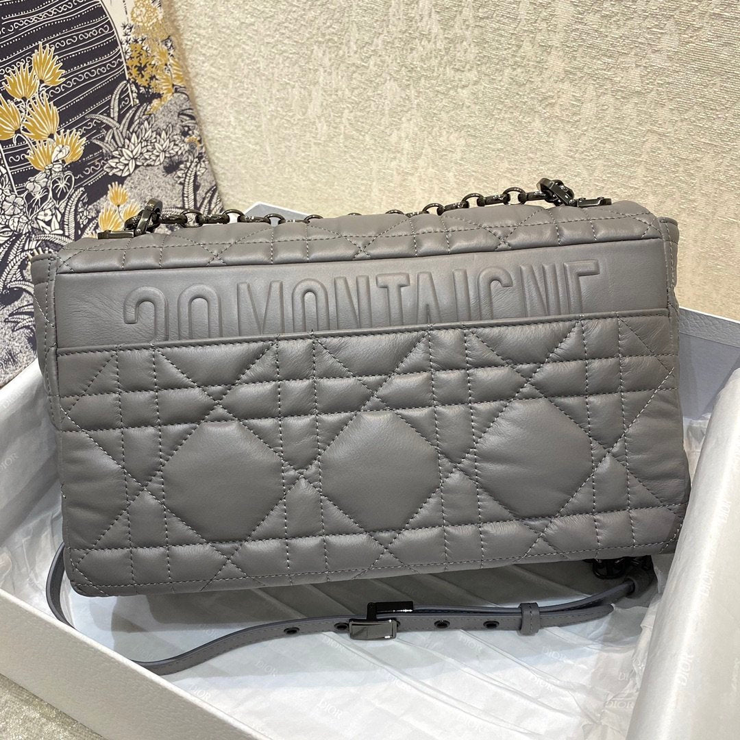 Large Caro Bag Grey Padded Macrocannage, Dark Grey, For Women WomenÃ¢â‚¬â„¢s Handbags, Crossbody Bags, 28cm CD