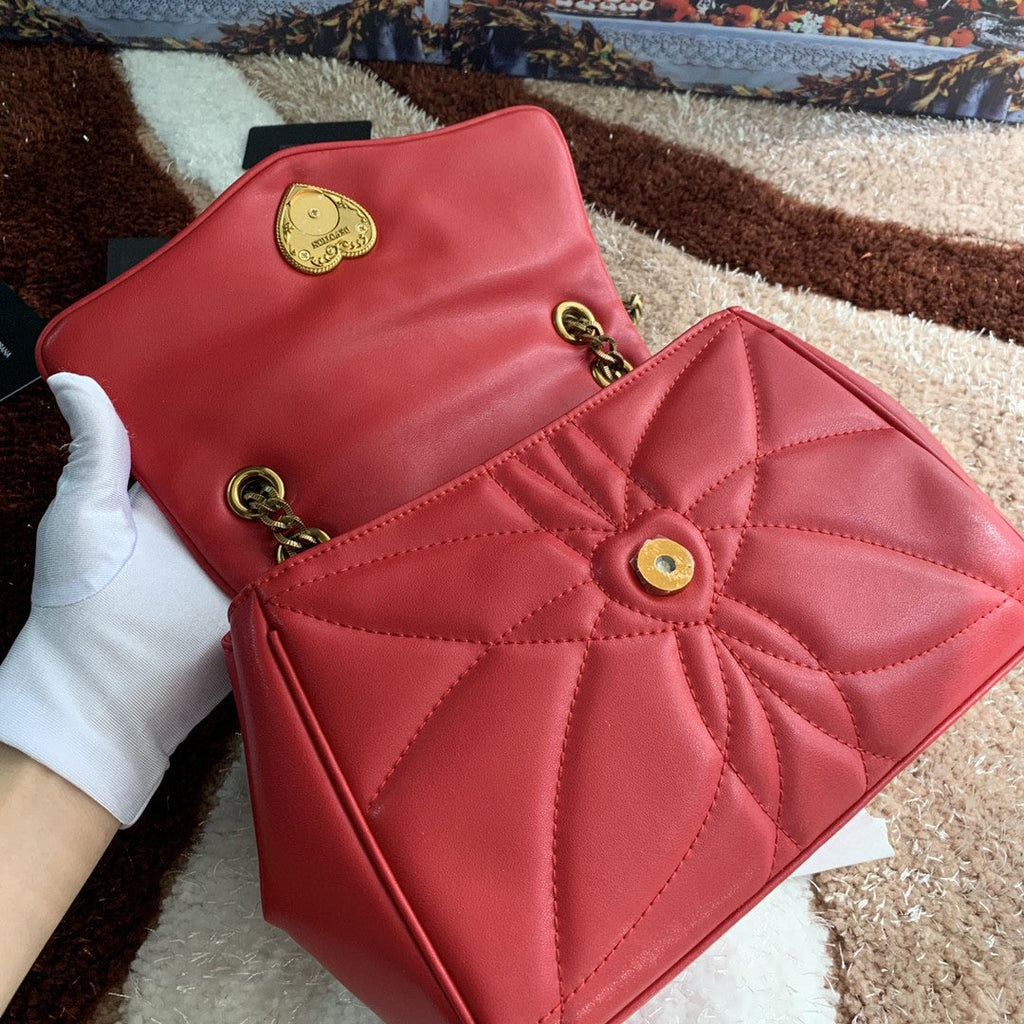 DG MeDiorum Devotion Shoulder Bag In Quilted Nappa Red For Women 10.2in/26cm DG