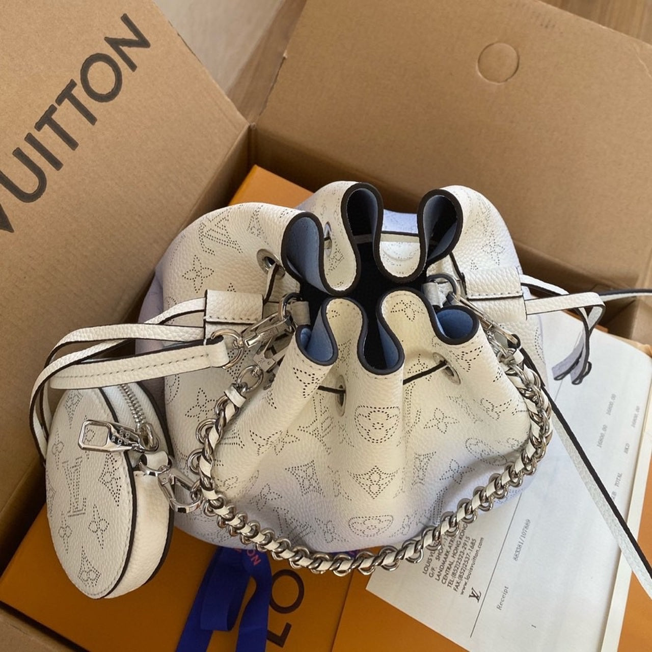 Louis Vuitton Bella Bucket Bag Light Blue For Women,  Shoulder And Crossbody Bags 7.5in/19cm Louis Vuitton M57856