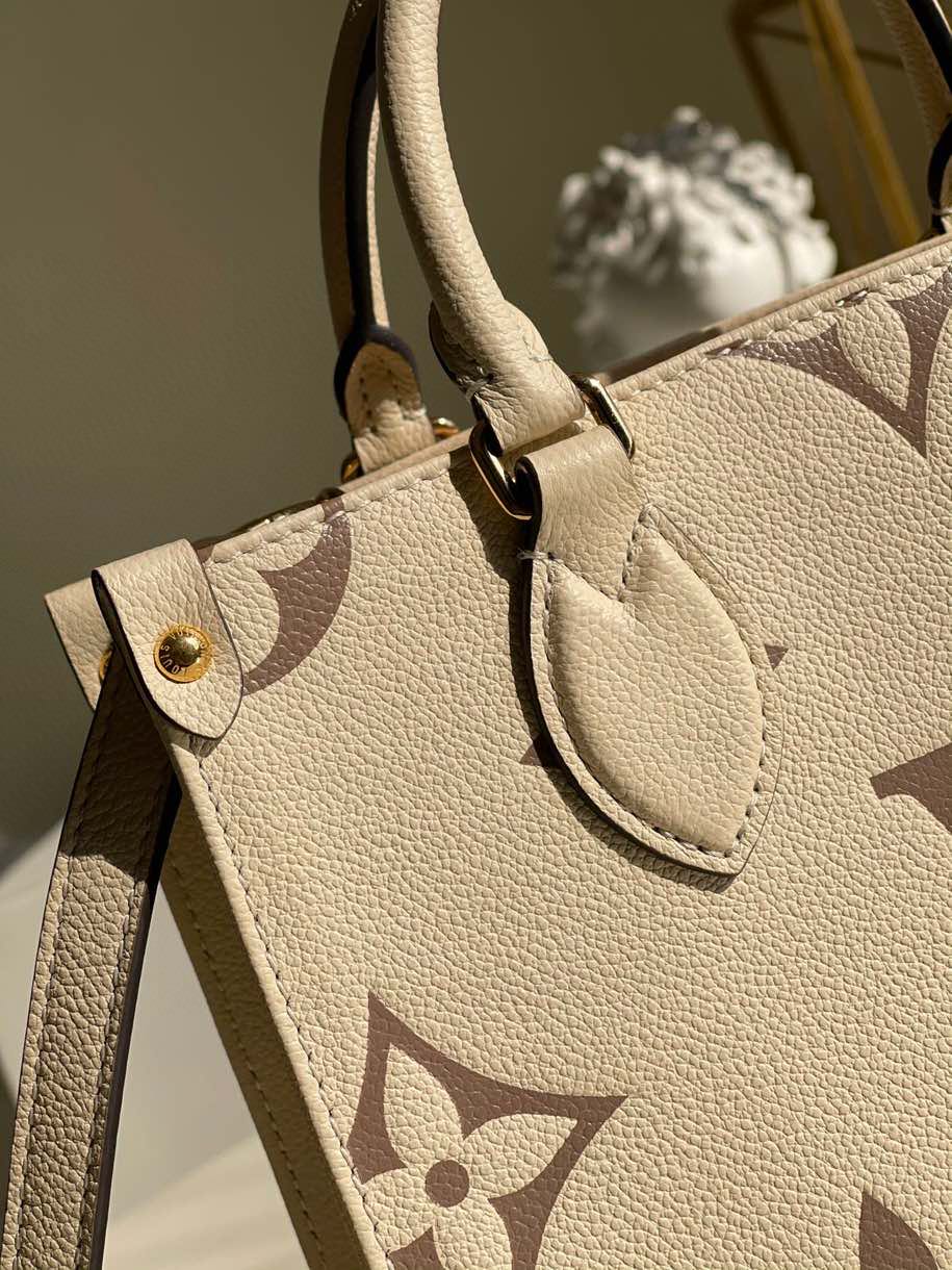 Louis Vuitton Onthego PM Monogram Empreinte Tourterelle Grey/Beige For Women,  Shoulder And Crossbody Bags 9.8in/25cm Louis Vuitton M45654
