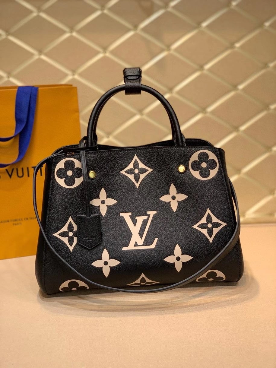 Louis Vuitton Montaigne MM Monogram Empreinte Black/Beige For Women,  Shoulder And Crossbody Bags 13in/33cm Louis Vuitton M41048