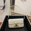 Triomphe Shoulder Bag In Quilted Triomphe Lambskin White For Women 8in/20cm 194143EF4.01BC