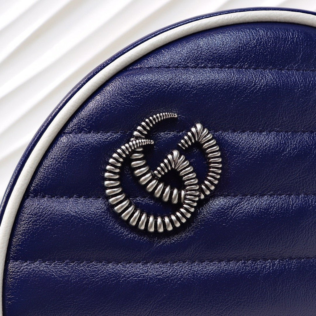 Gucci Marmont Mini Round Shoulder Bag Blue For Women 7in/18cm Gucci