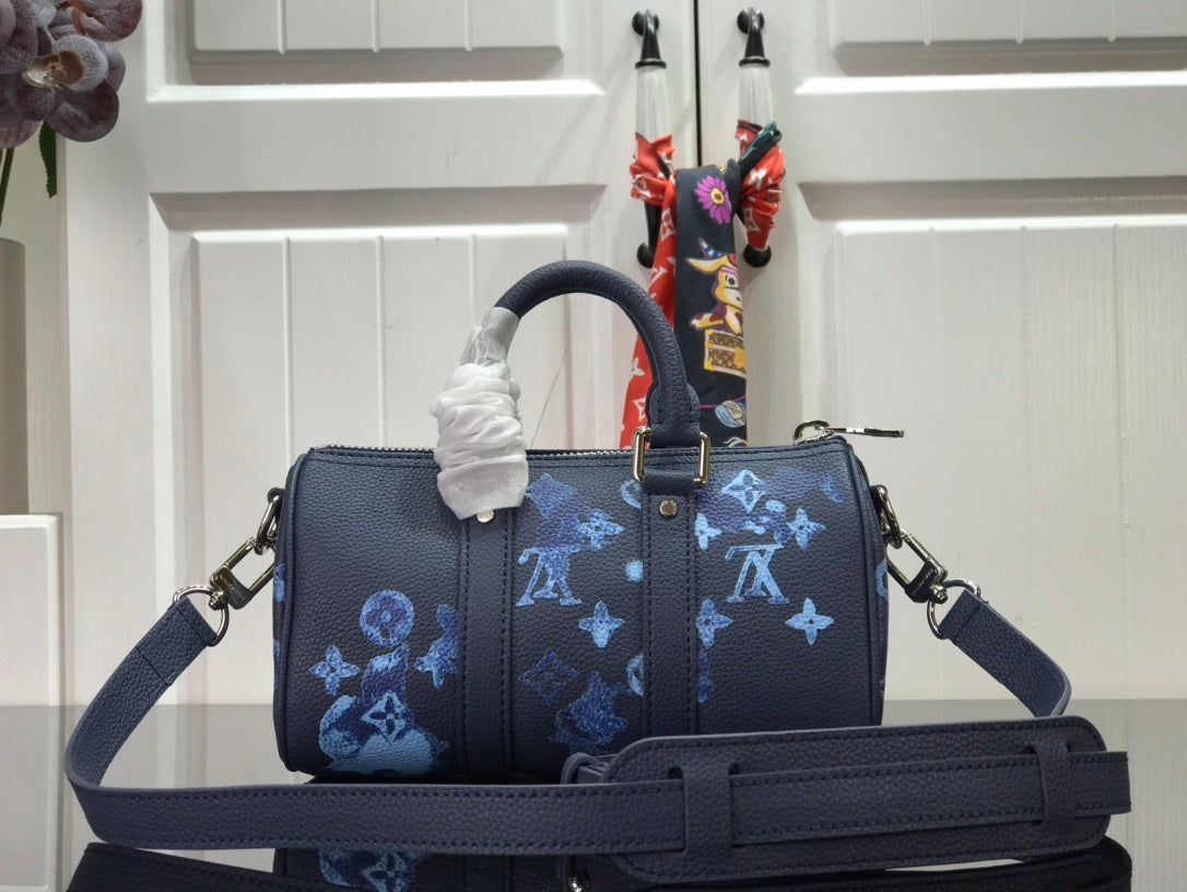 Louis Vuitton Keepall XS Monogram Watercolor Blue Canvas By Virgil Abloh For Men, Bags, Shoulder And Crossbody Bags 8.3in/21cm Louis Vuitton M57844
