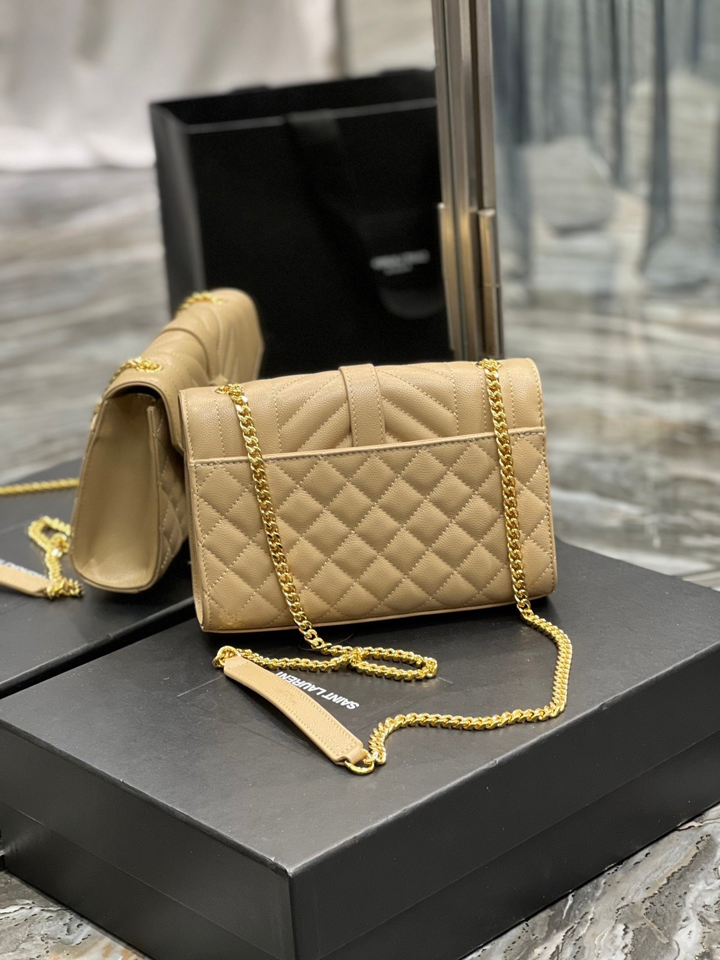 YSSL Small Bag Dark Beige In Mix Matelasse For Women 8in/21cm YSL 600195BOW912721