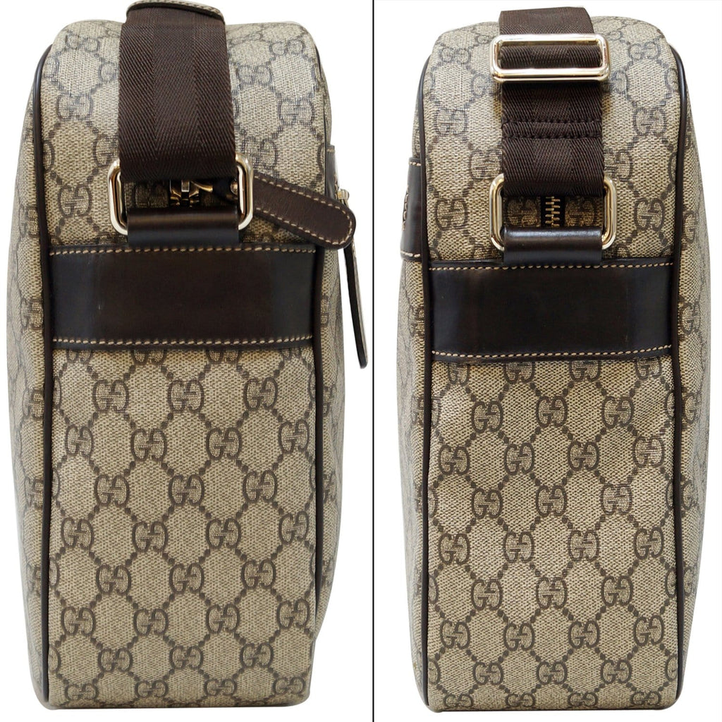GUCCI Men's Beige/Ebony Gucci  Plus Coated Canvas Messenger Crossbody Bag 211107