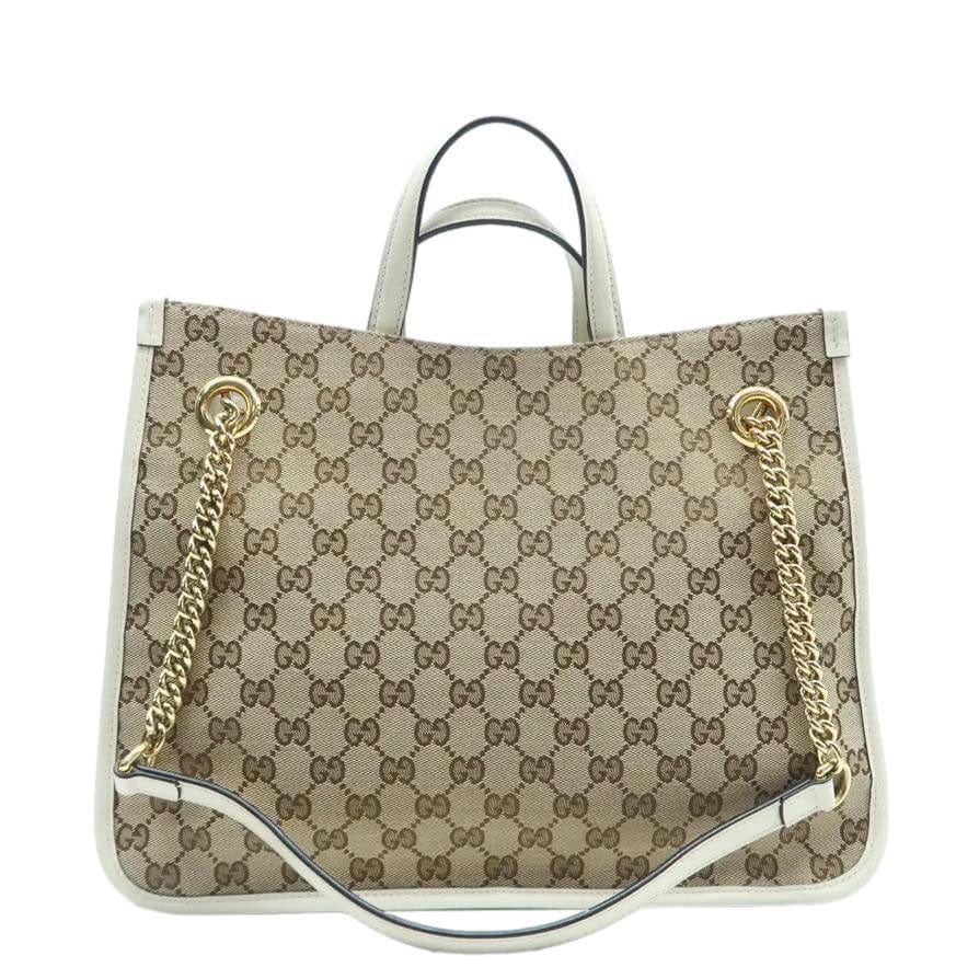 GUCCI Horsebit 1955 Gucci Supreme Canvas Tote Bag White 621144