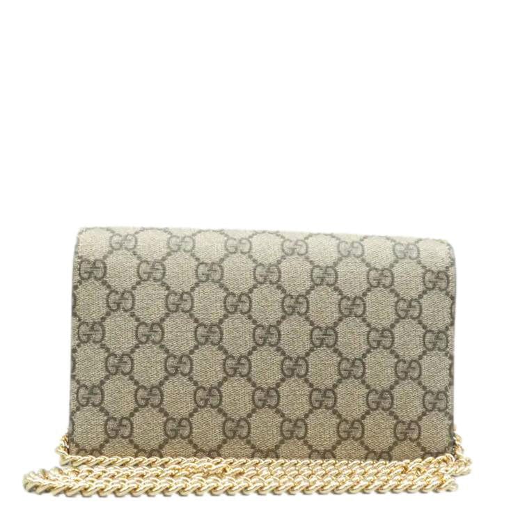 Gucci Heart Chain Wallet Gucci Supreme Monogram Canvas Crossbody Bag Beige  648948