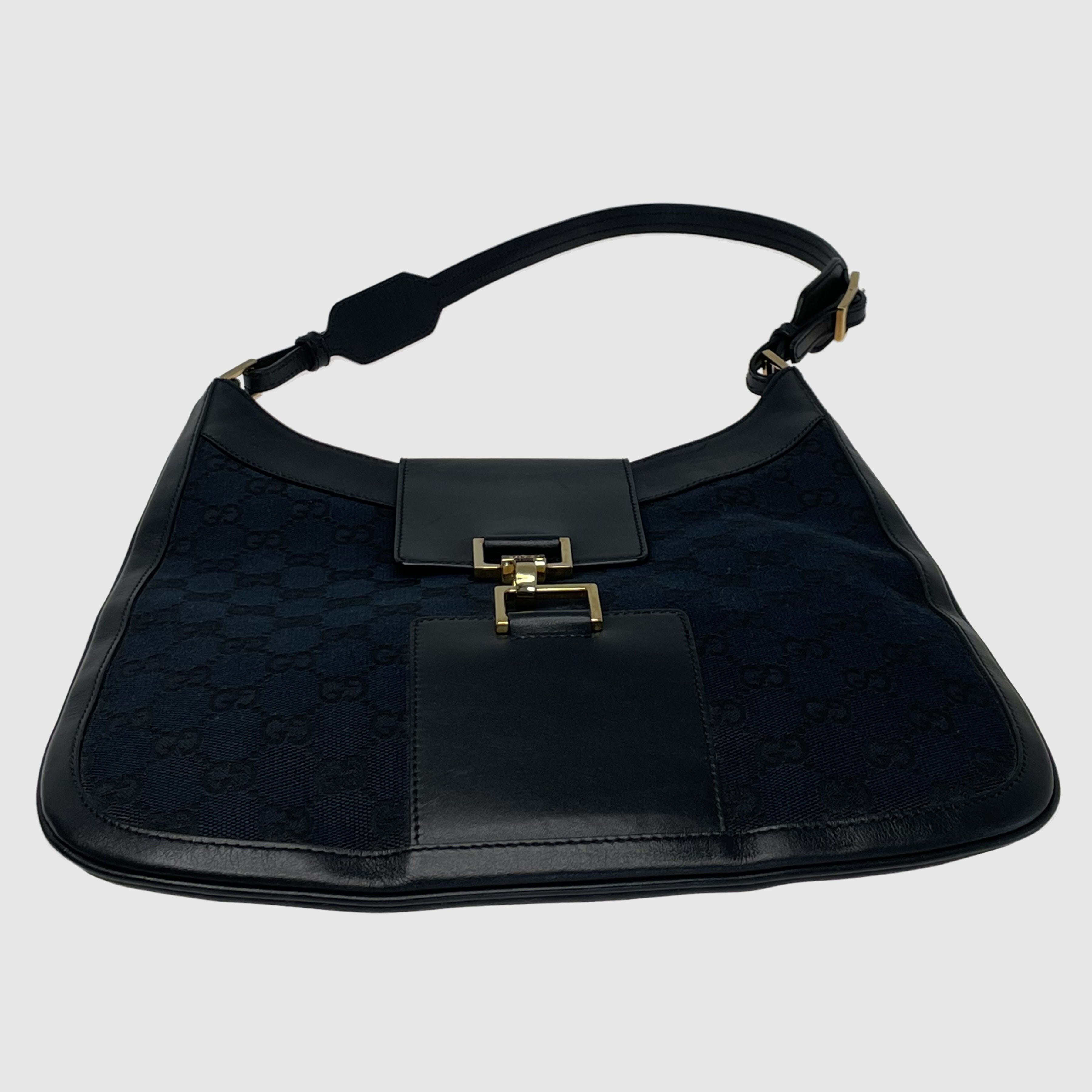 Black GG Jackie Horse Bit Lock Shoulder Bag